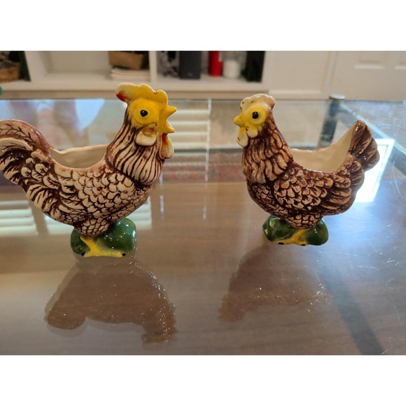 Marston Other - Vintage Ceramic Rooster Marston California Chicken Egg Cups - Mid-Century Pair